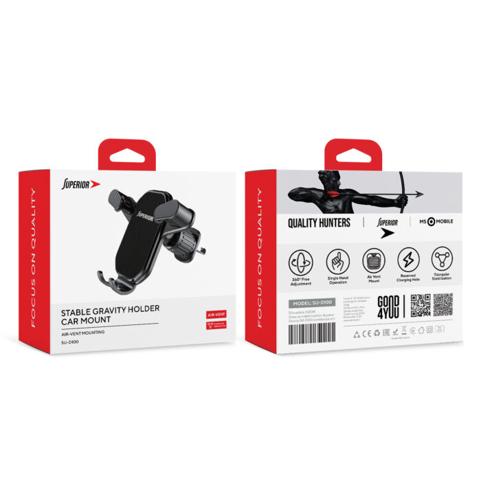 Drzac za mobilni telefon Superior Gravity SU-D100 (ventilacija) crni - Slika 3
