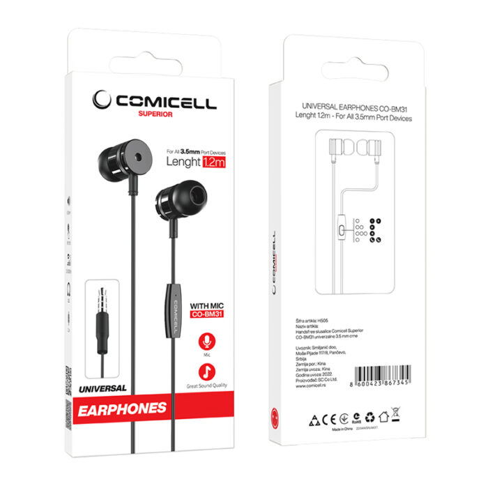 Handsfree slusalice Comicell Superior CO-BM31 univerzalne 3.5 mm crne - Slika 5