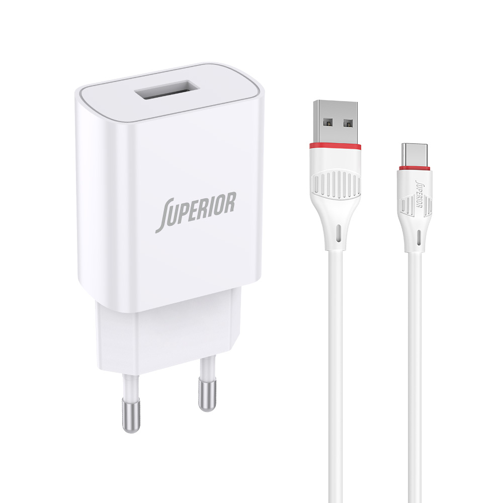 P1004_01 Kucni punjac Superior CO-DC21 2.1A Type C beli - Slika 1