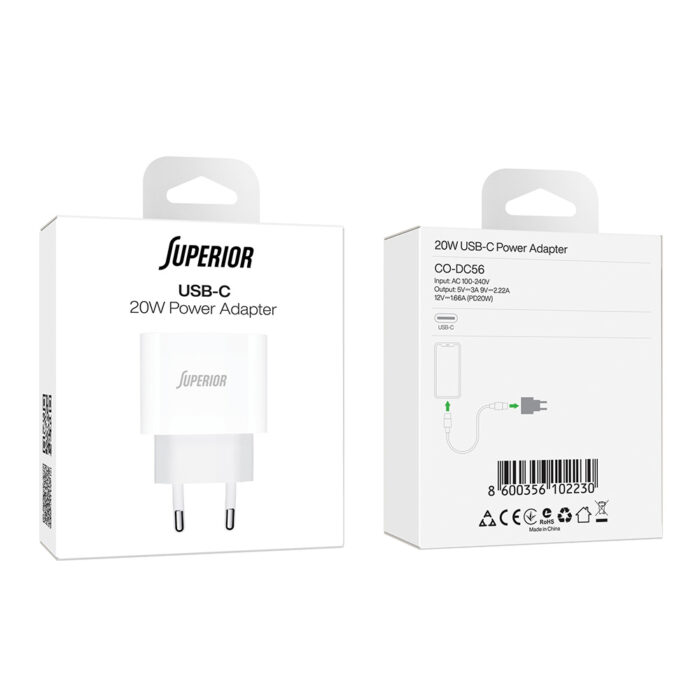 Kuciste punjaca Superior CO-DC56 Fast PD Type C 20W 3A belo (CERT) - Slika 3