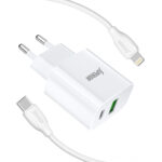 Kucni punjac Superior SU-P102 20W Super Fast USB A QC3.0+Type C sa Type C na Lightning kablom beli (CERT) - Slika 2