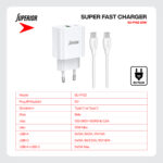 Kucni punjac Superior SU-P102 20W Super Fast USB A QC3.0+Type C sa Type C na Type C kablom beli (CERT) - Slika 4