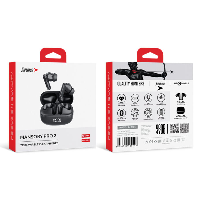 Slusalice bluetooth Superior Mansory Pro 2 ANC+ENC crne - Slika 2