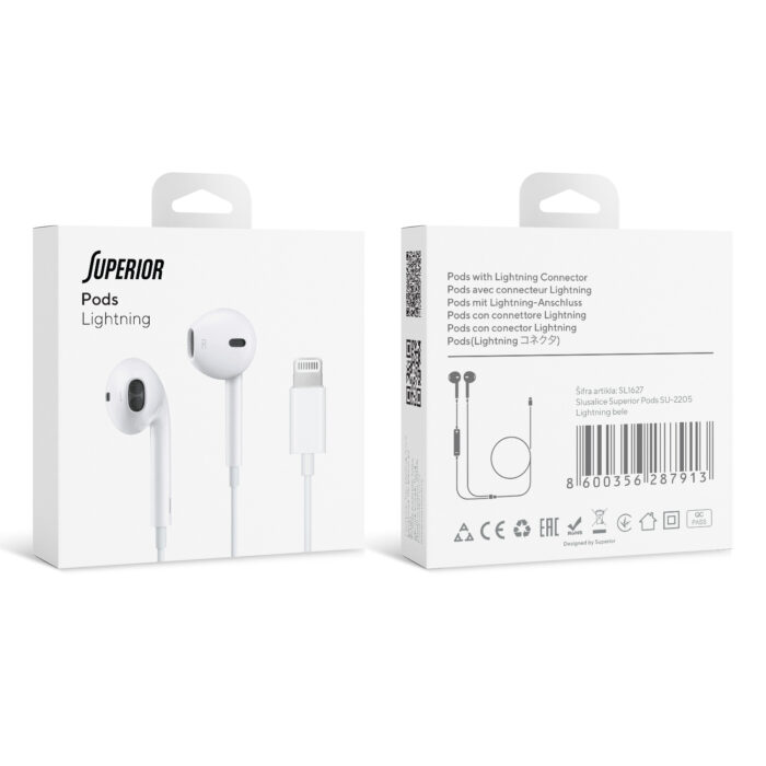 Slusalice Superior Pods SU-2205 Lightning bele - Slika 3
