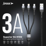 USB data kabal Superior SU-K106 3in1 Lightning/Micro/Type C 1m crni - Slika 4