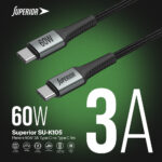 USB data kabal Superior SU-K102 pleteni Fast 60W 3A Type-C na Type-C 1m crni - Slika 5