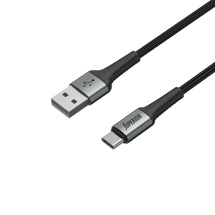 USB data kabal Superior SU-K104 pleteni Fast 27W 3A USB A na Type-C 1m crni - Slika 2