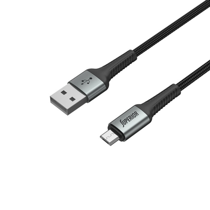 USB data kabal Superior SU-K104 pleteni Fast 12W 2.4A USB A na Micro 1m crni - Slika 2