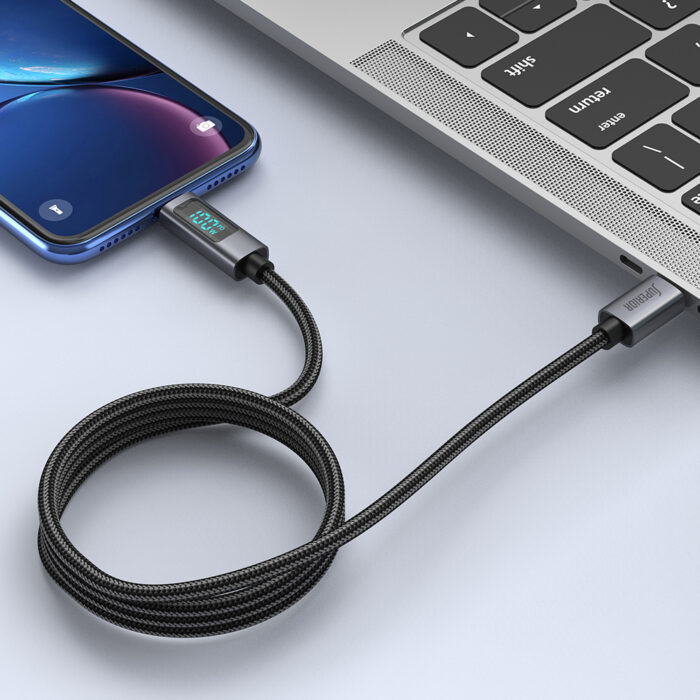 USB data kabal Superior SU-K107 pleteni 100W 5A Type-C na Type-C sa LED ekranom 1m crni - Slika 2