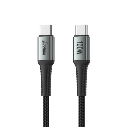 USB data kabal Superior SU-K110 pleteni Fast 100W 5A Type-C na Type-C 2m sivi