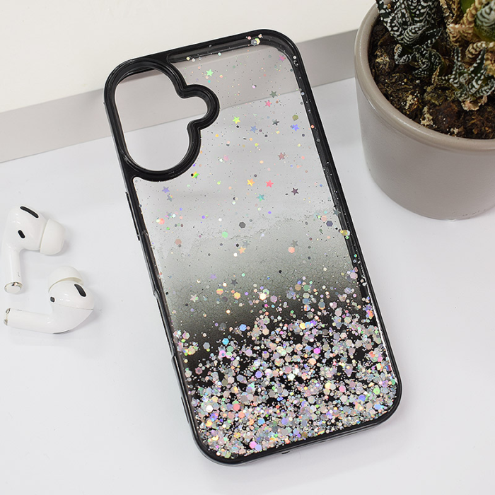 Maska Frame Glitter za iPhone 16 crna - Slika 5