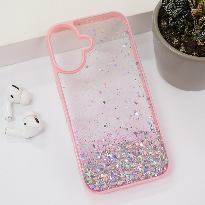 Maska Frame Glitter za iPhone 16 roze - Slika 5