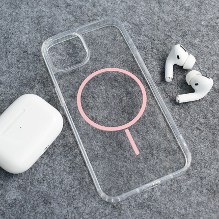 Maska Mag Case Clear Slim za iPhone 15 roze