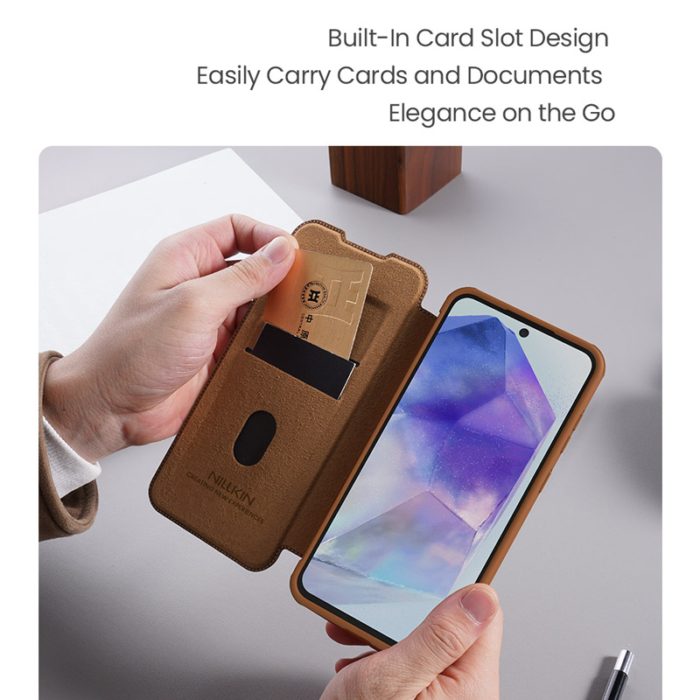 Maska na preklop Nillkin Qin Pro za Samsung A56 5G/ A566B crna - Slika 8