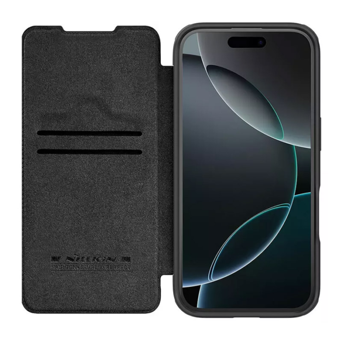 Maska na preklop Nillkin Qin Prop za iPhone 16 Pro Max (Plain Leather) crna - Slika 2
