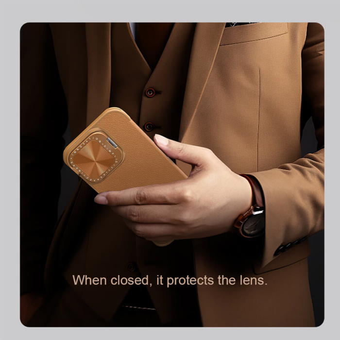 Maska na preklop Nillkin Qin Prop za iPhone 16 Pro Max (Plain Leather) crna - Slika 4