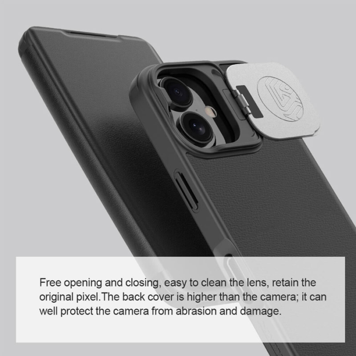 Maska na preklop Nillkin Qin Prop za iPhone 16 Pro Max (Plain Leather) crna - Slika 8