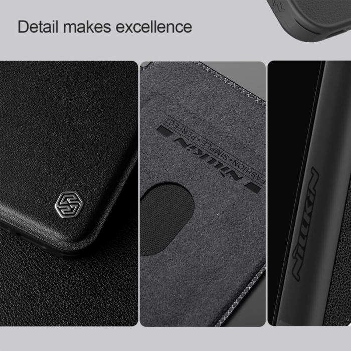 Maska na preklop Nillkin Qin Prop za iPhone 16 Pro Max (Plain Leather) crna - Slika 9