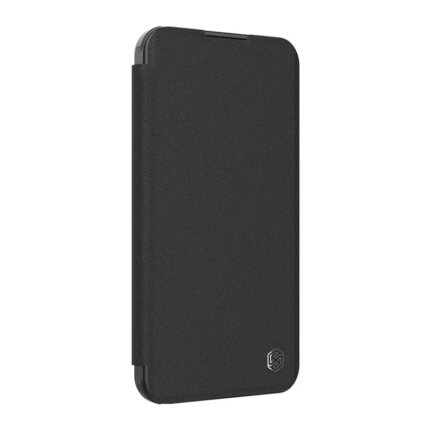 Maska na preklop Nillkin Qin Prop za iPhone 16 Pro (Plain Leather) crna
