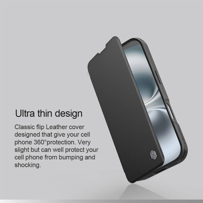 Maska na preklop Nillkin Qin Prop za iPhone 16 Pro (Plain Leather) crna - Slika 7