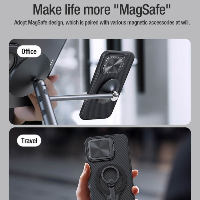 Maska Nillkin CamShield Prop Magnetic za iPhone 16 Pro Max crna - Slika 8