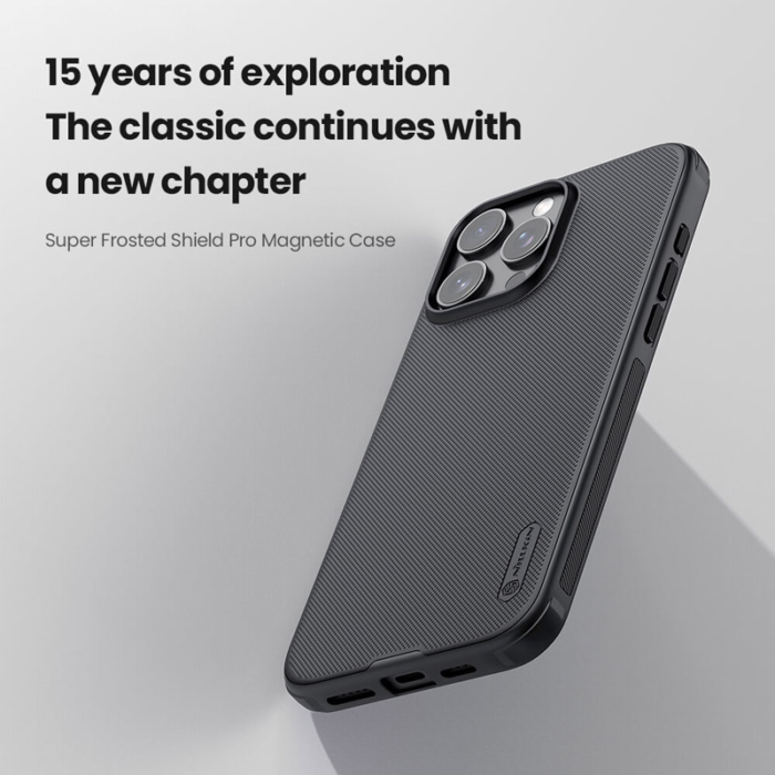 Maska Nillkin Super Frosted Shield Pro Magnetic za iPhone 16 Pro Max (bez otvora za logo) crna - Slika 6
