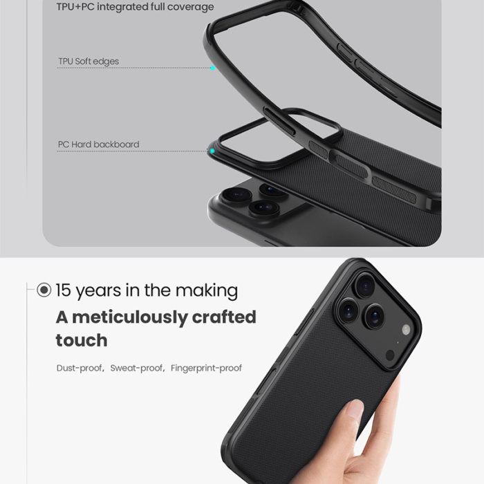 Maska Nillkin Super Frosted Shield Pro za iPhone 17 Pro Max (bez otvora za logo) crna - Slika 7