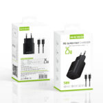 WEWO brzi punjač 25W za Samsung / iPhone crni + Type-C kabl - Slika 3