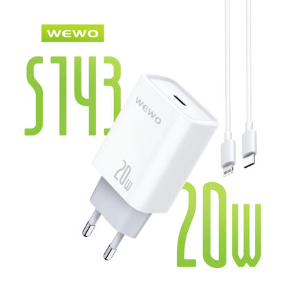 WEWO Brzi punjač 20W za iPhone beli + Lightning Kabl