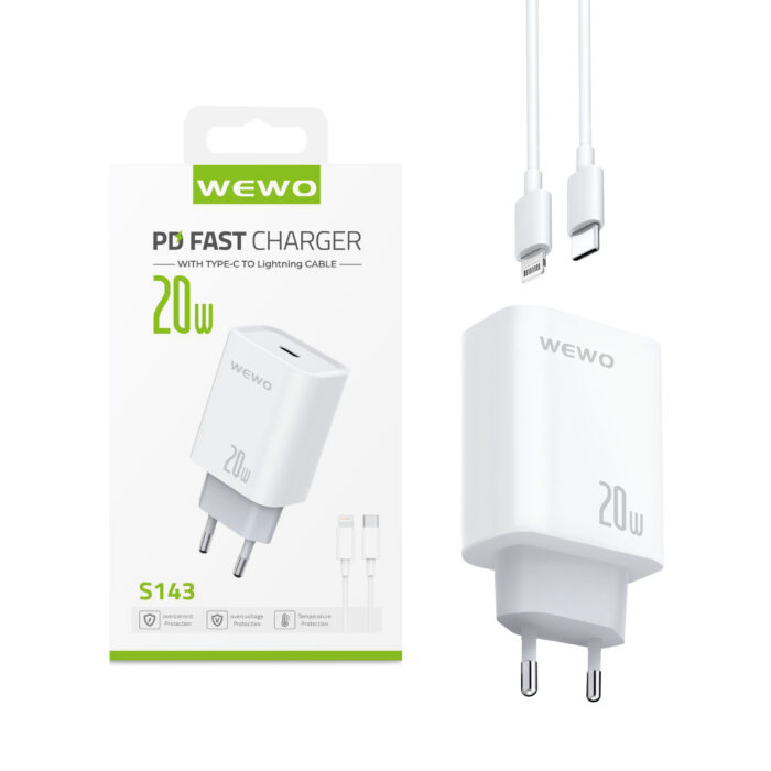 WEWO Brzi punjač 20W za iPhone beli + Lightning Kabl - Slika 2
