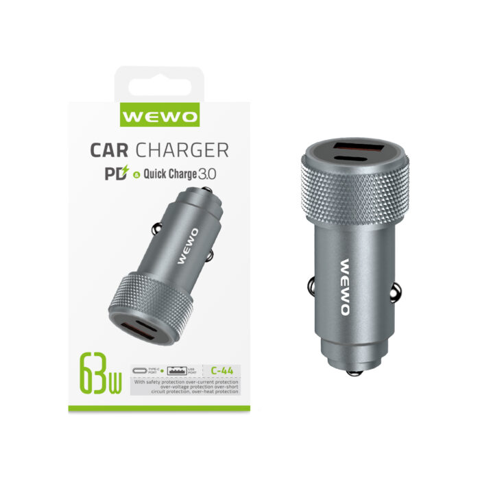 WEWO brzi auto punjač Samsung / iPhone 45W+ 18W - Slika 3
