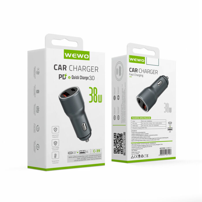 WEWO brzi auto punjač iPhone 20W + 18W - Slika 3