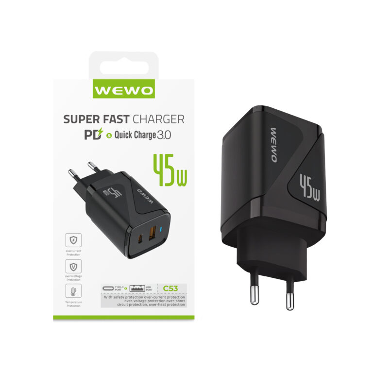 WEWO brzi punjač 45W za Samsung crni